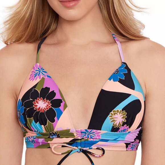 Salt + Cove Blooming Wave Lace-Up Midkini Top Size M | NWT | Push-Up Swim Top - Picture 4 of 4